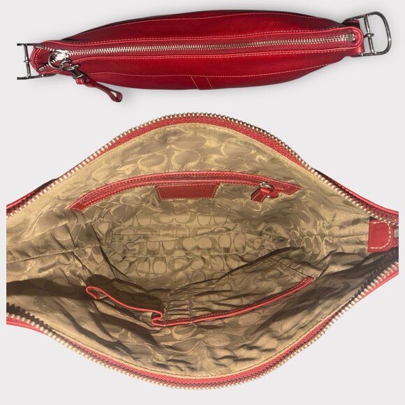 VTG Coach Legacy Slim Gallery Tote 9188 Red Leather Nickel Convertible Bag Y2K - Picture 6 of 8